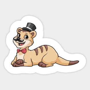 Tiger as groom with bow and cylinder Sticker